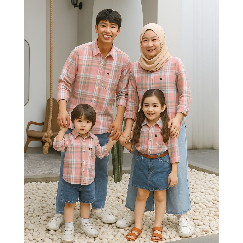 Cuci Gudang Terbaru Baju Kemeja Couple Keluarga Ibu Ayah Anak Blus Shirts Kotak Hem Flanel Set