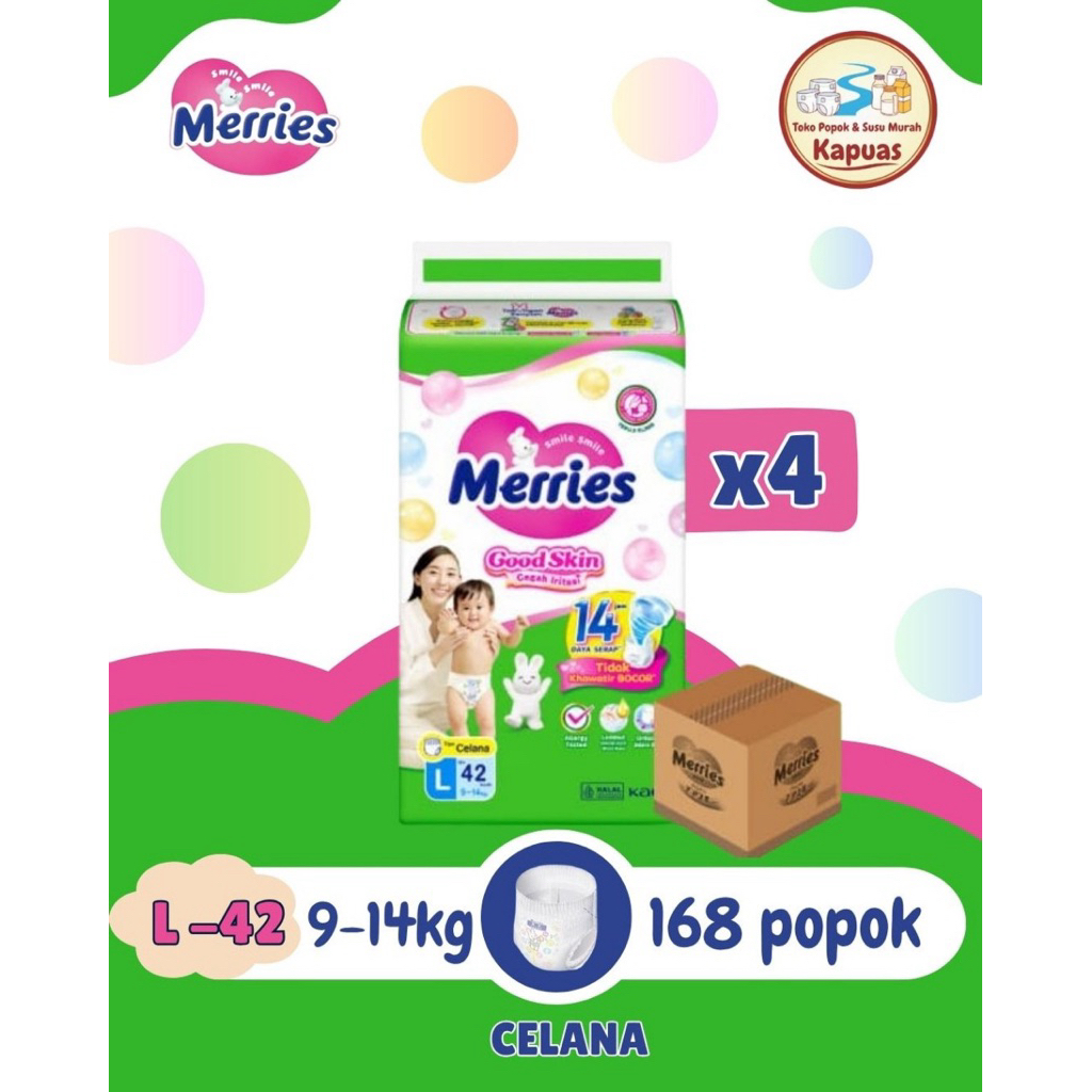 Merries Pants Good Skin PAKET HEMAT L42 Perkarton Isi 4x42pcs