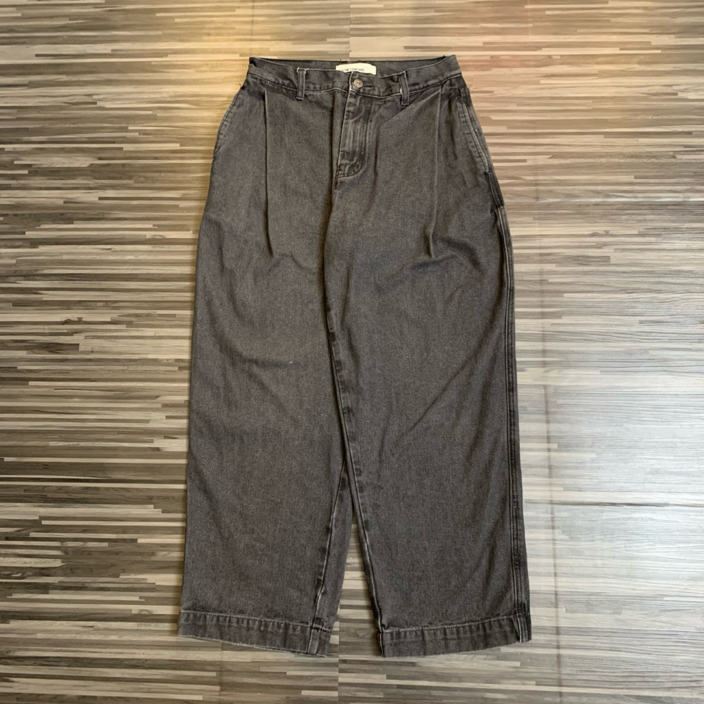 celana panjang denim pants baggy jeans beslow standard blackwash second original