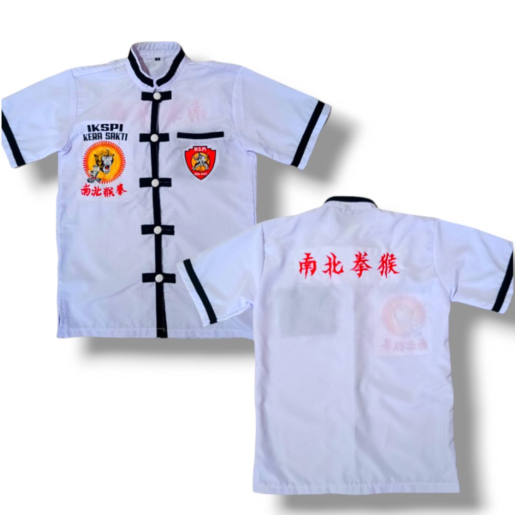 hem iks.pi kera sakti /kemeja putih iks.pi /baju sakral he iks.pi /Kemeja 55 Shanghai putih iks.pi k