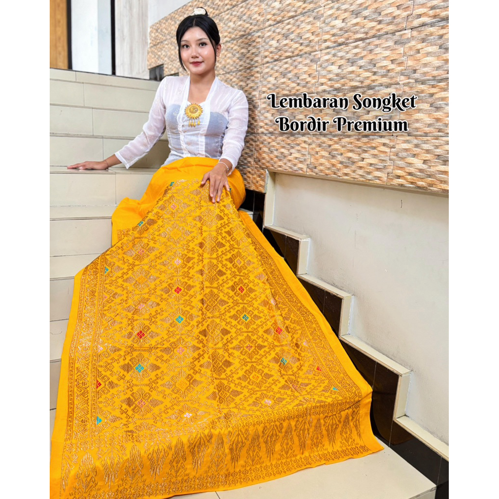 Kamen Lembaran Bordir Premium Songket Bali Special Kuning | Kamen Kuning | Songket Bali