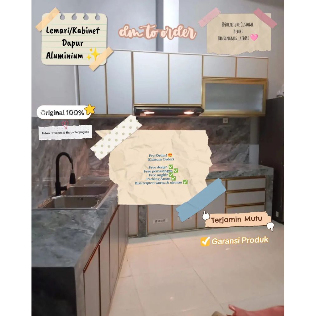 Start harga 1.700.000 permeter. Lemari Dapur Aluminium Minimalis | Kabinet Dapur Anti Karat Kediri –