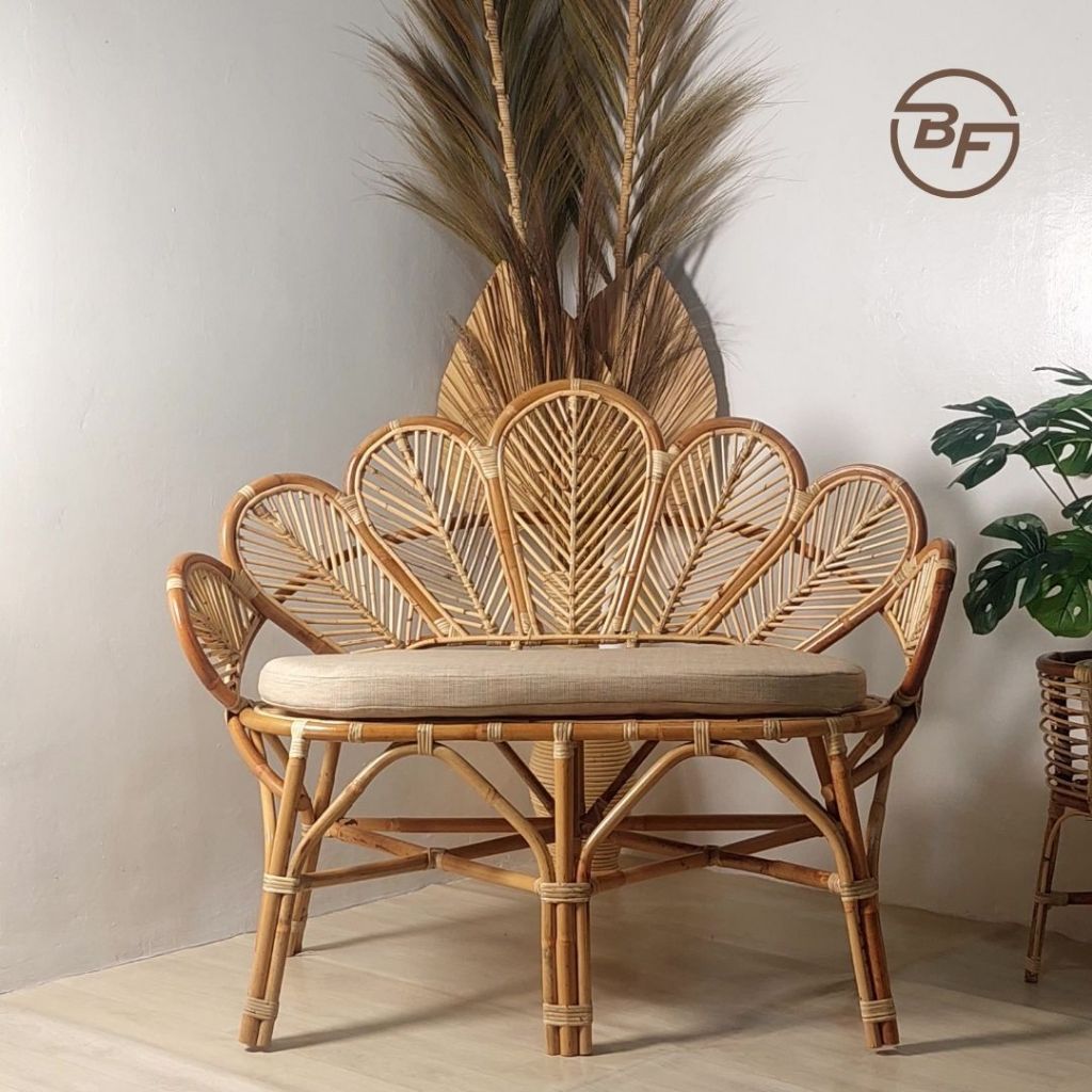 Set Sofa Rotan Knockdown 2 Seat / Rattan Sofa Set Easy Assembly for Home & Patio - Bia Flower Chair