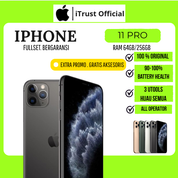 IP 11 PRO 64GB 256GB SECOND FULLSET ORIGINAL MULUS NORMAL NO MINUS BERGARANSI