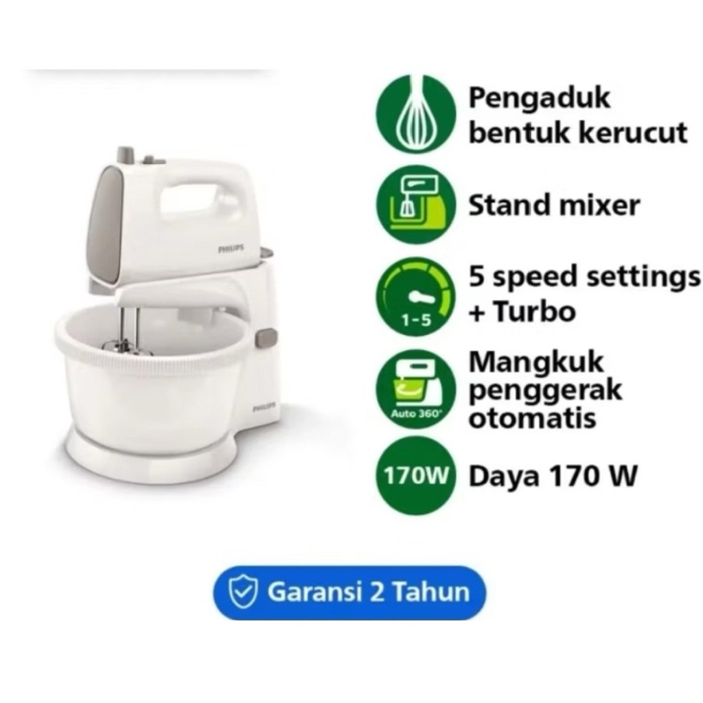 Mixer Philips - Hr 1538 - Stand Mixer - Mikser Kue - Mixer Pencampur Adonan - Mikser Philips - 2 L