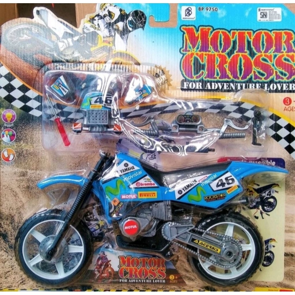 Mainan anak diecast motor trail ukuran jumbo keren bongkar pasang murah harga satuan perpcs mainan m