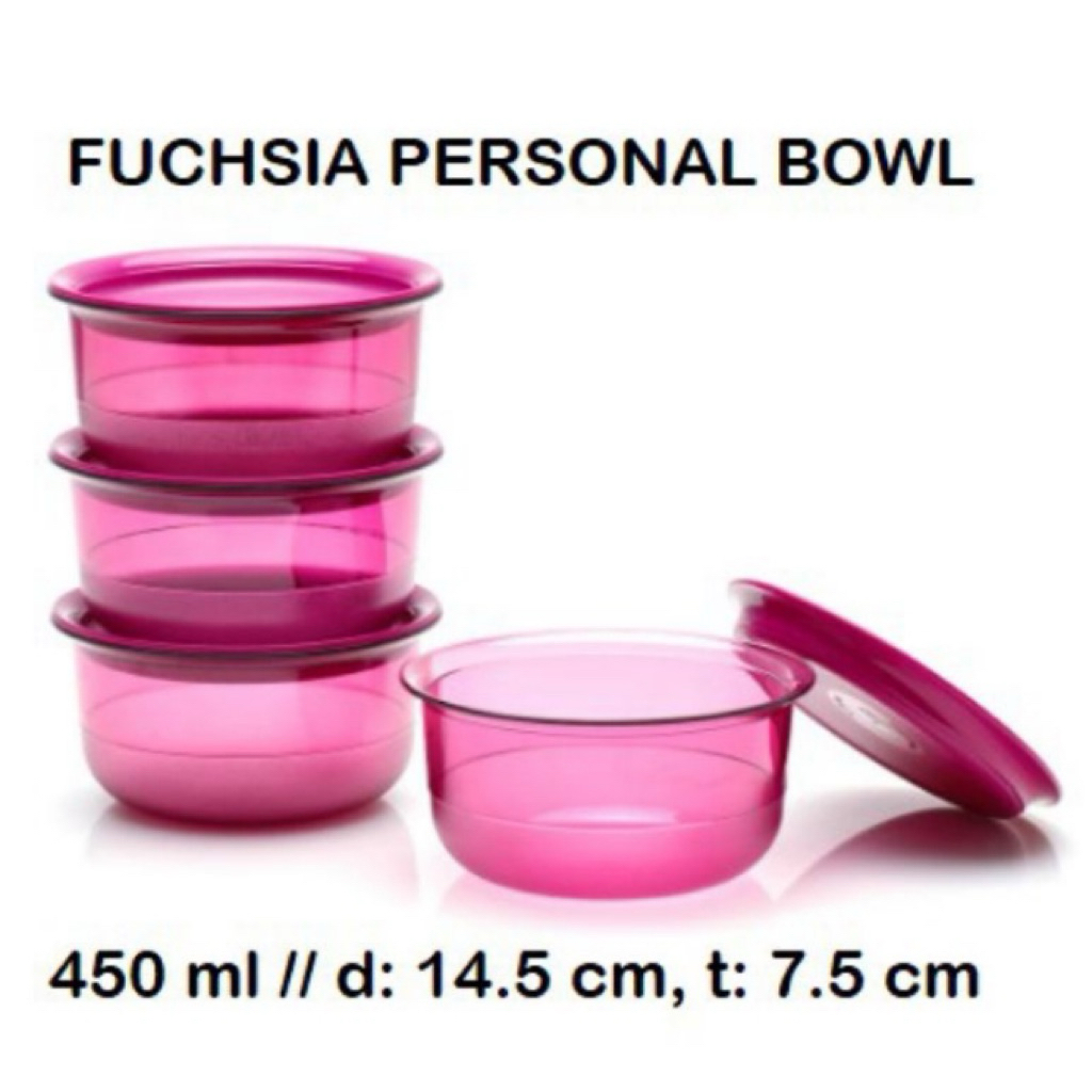 Fuchsia personal bowl | dapat 4 pcs TUPPERWARE ORI mangkok ada tutup