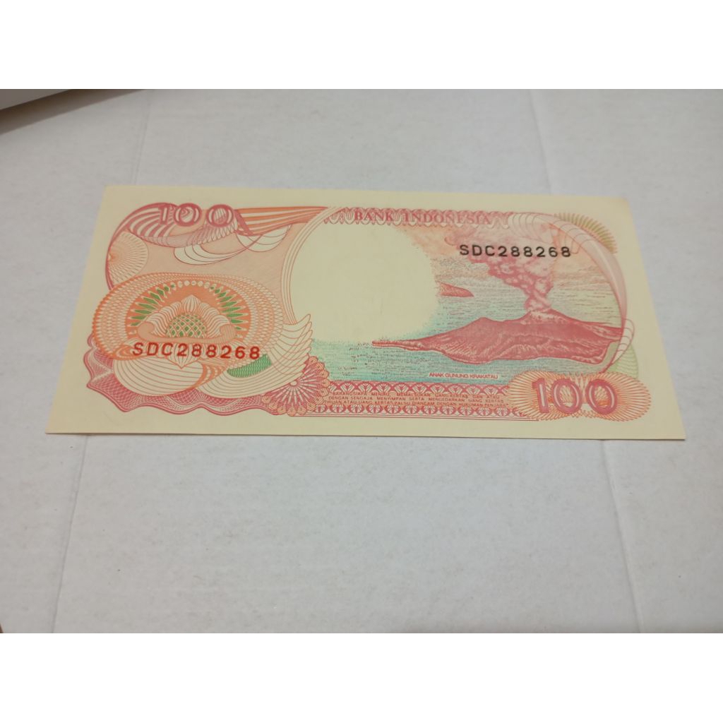 GANJIL Genap No seri SDC 288268 Uang kuno Indonesia Asli 100 Phinisi ,tahun 1992 original, gress