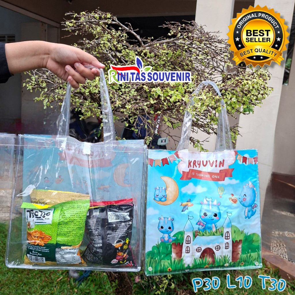 Souvenir Tas Mika Transparan Tas Mika Sablon Full Color Tas PVC Tebal Tas Mika Transparan Tebal Tas 