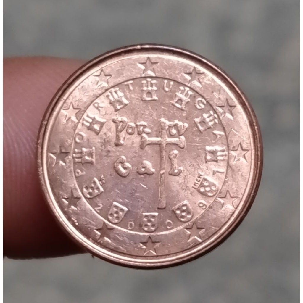 Koin Portugal 1 Euro Cent 1 ukuran kecil