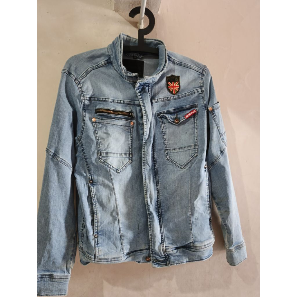 jaket denim ziper motoran BURTLE
