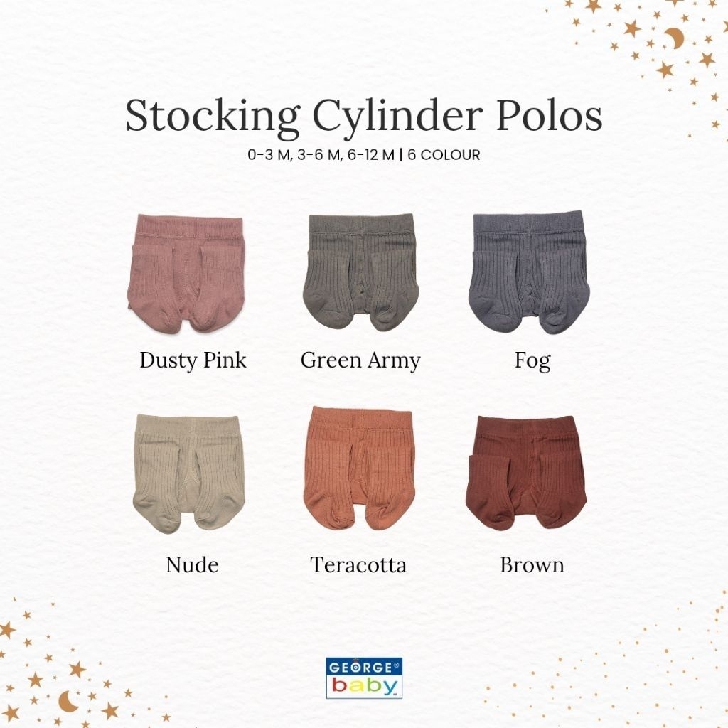 legging George Baby Tutup kaki double cylinder Polos Corak Garis Garis