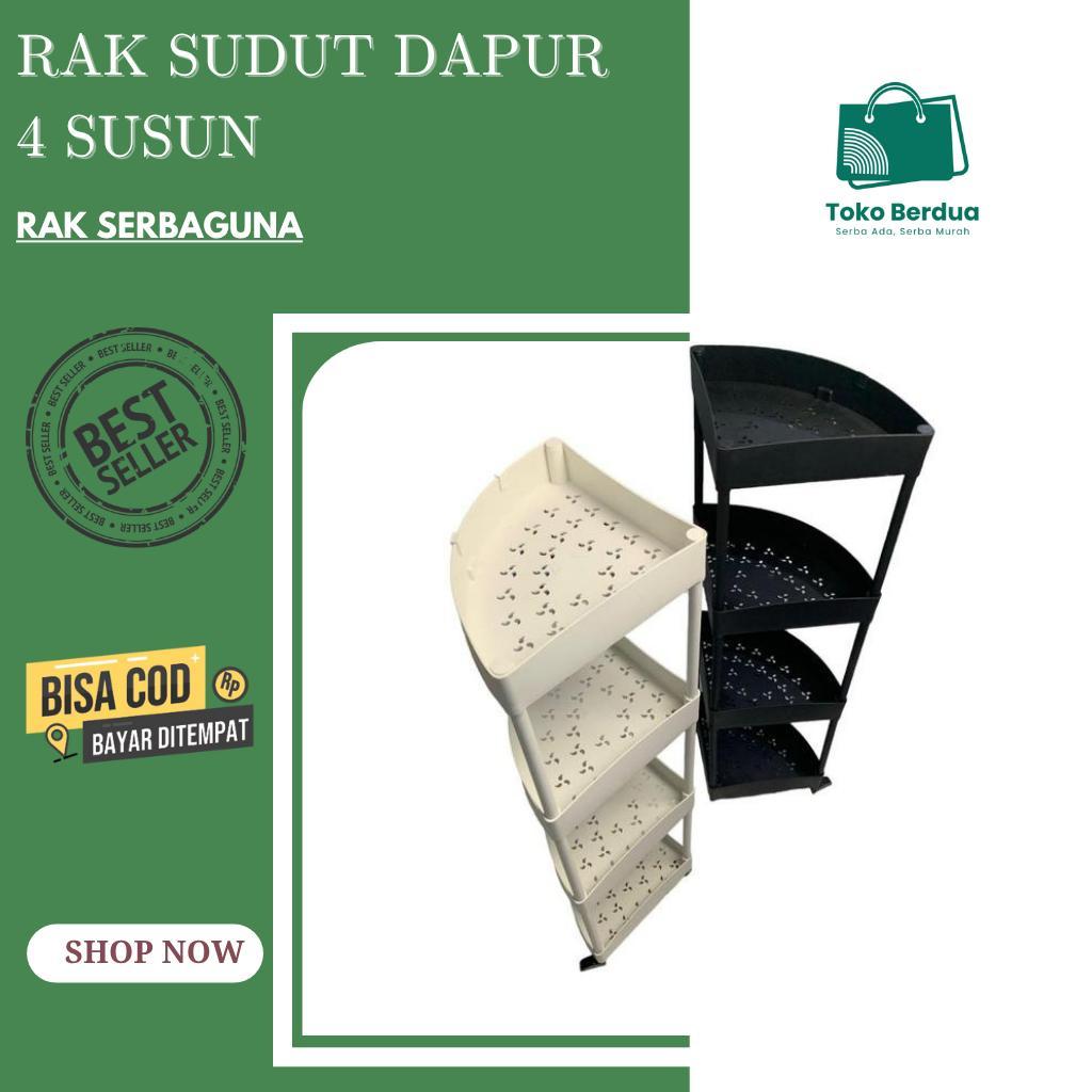 Rak sudut 4 susun warna putih /4 tingkat trolley serbaguna rak sudut rak dapur