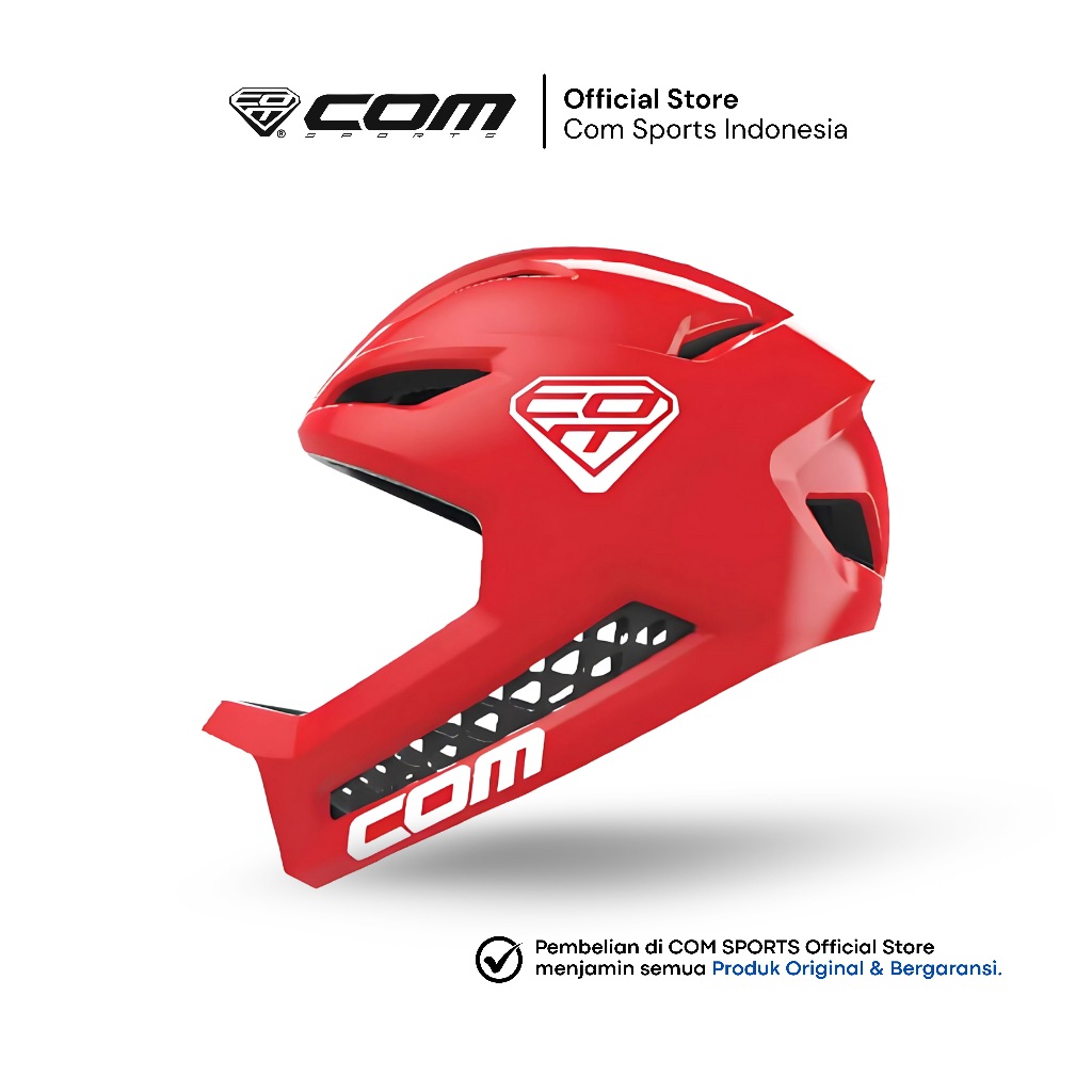 [Pre Order] COM SPORTS Kids Helmet R3 / Helm COM R3 Pushbike Balance Bike - Red Glossy