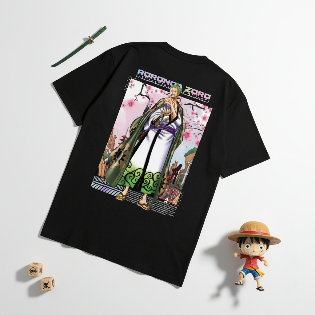 KARIMAKE Kaos Baju T Shirt Distro Unisex Gambar Anime ONE PIECE RORONOA ZORO WANO KUNI