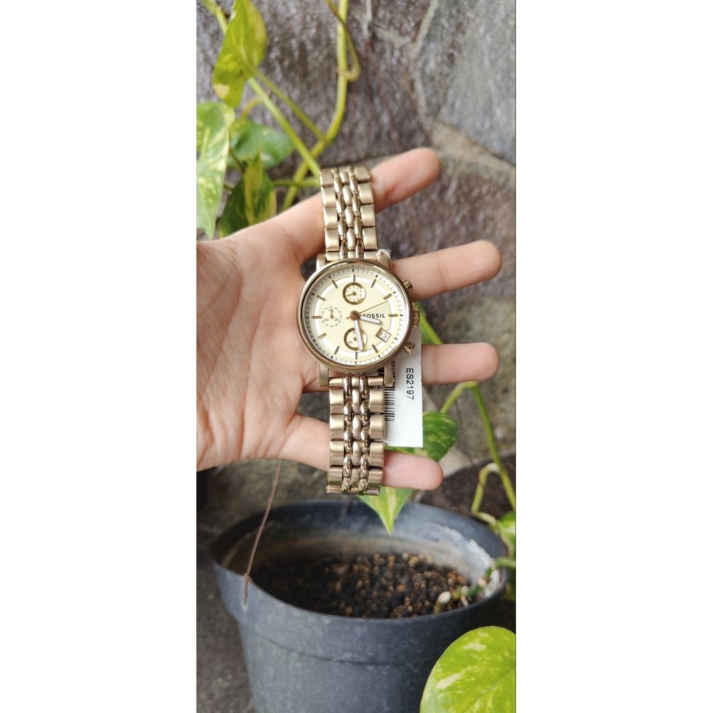 PRELOVED PL WATCH JAM FOSSIL BOYFRIEND BOY FRIEND BF GOLD ES2197 ES-2197 ES 2197 ORIGINAL