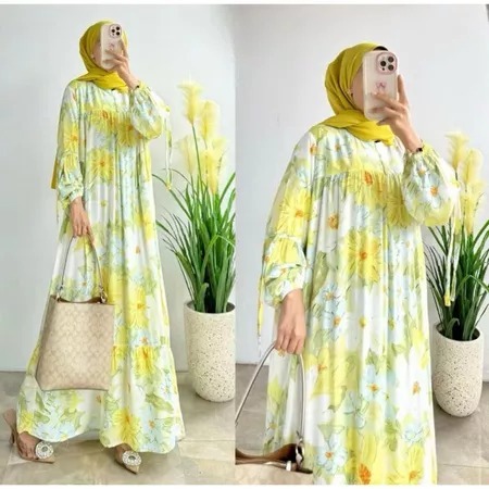 GAMIS BUNGA RAYON LD 110 , 120 , 130 STANDAR DAN JUMBO / GAMIS WANITA BUSUI / GAMIS MOTIF BUNGA TERB