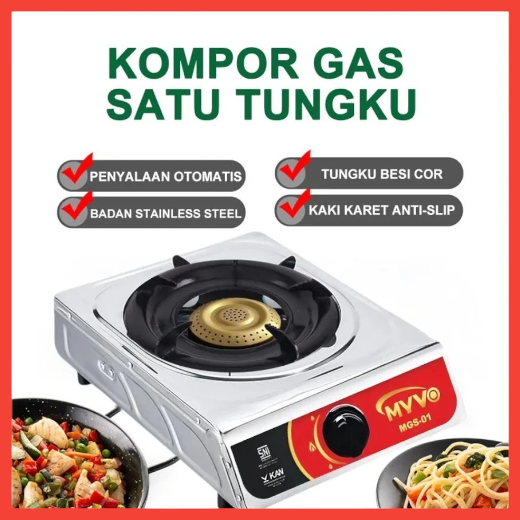 SNI Kompor Gas 201 Stainless / Kompor Portable / Kompor Gas 1 Tungku / Tungku Gas Alam / Kompor Gas 