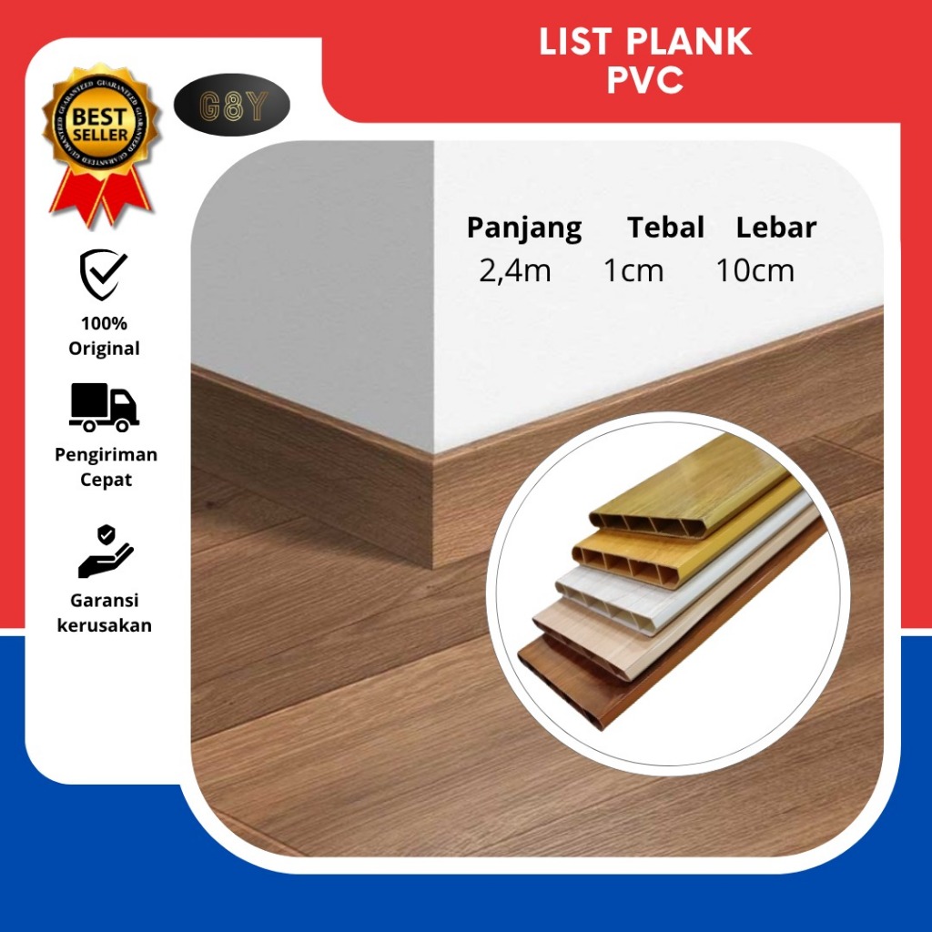 LIST PVC/PLINT LIST PLANK/SKIRTING LIST LANTAI KAYU LANTAI VINYL 2.4 meter