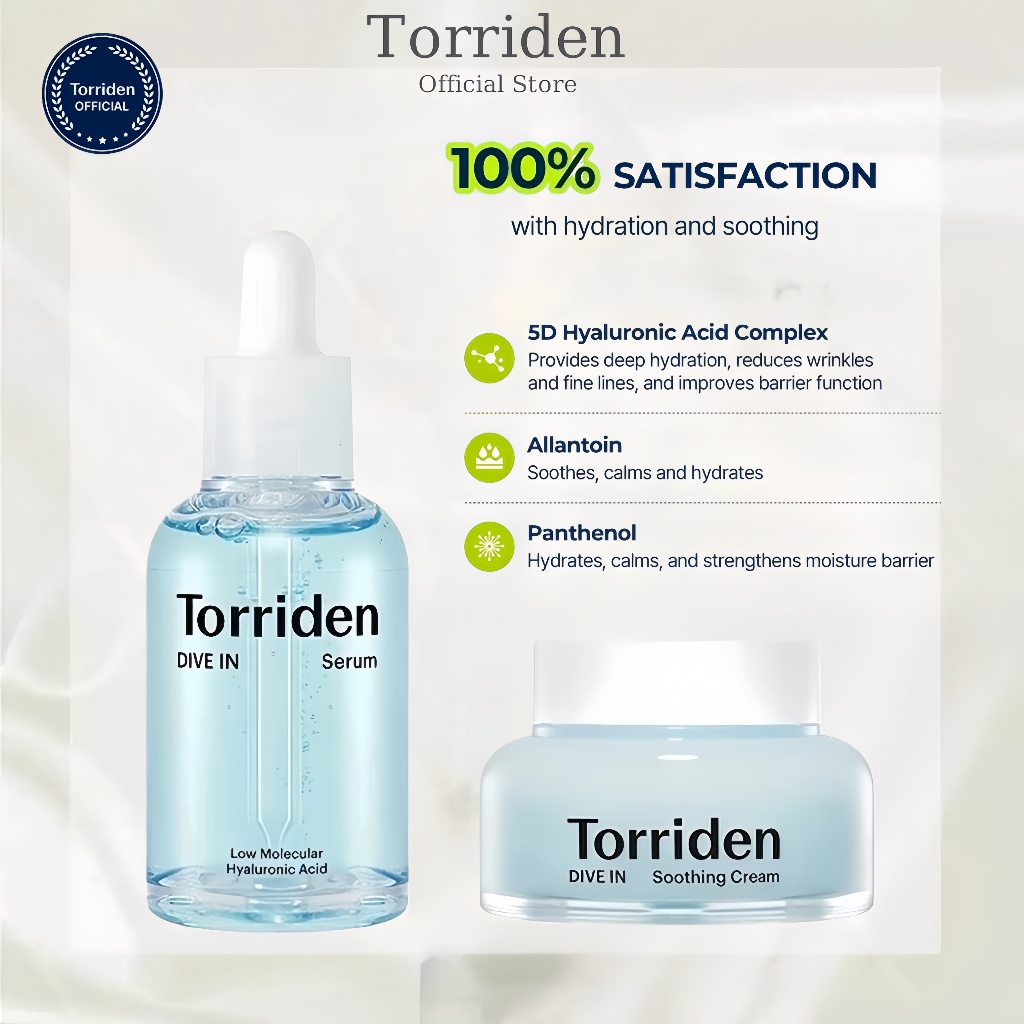 Torriden DIVE IN Soothing Cream Low Molecular Hyaluronic Acid Torriden Dive In Serum for Moisture Gl
