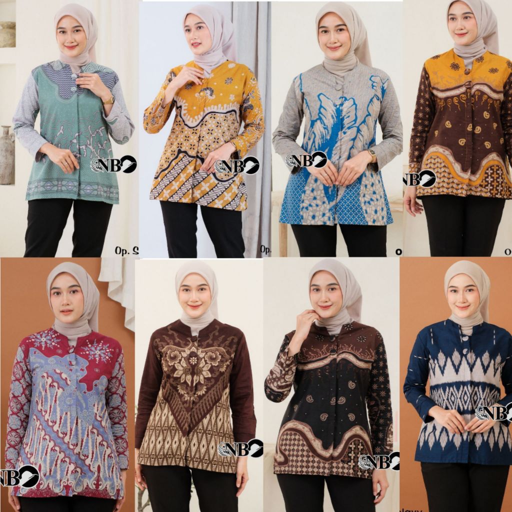 Blouse Batik Merah Kuning Biru Toska Hitam Navy/ Atasan Batik Wanita