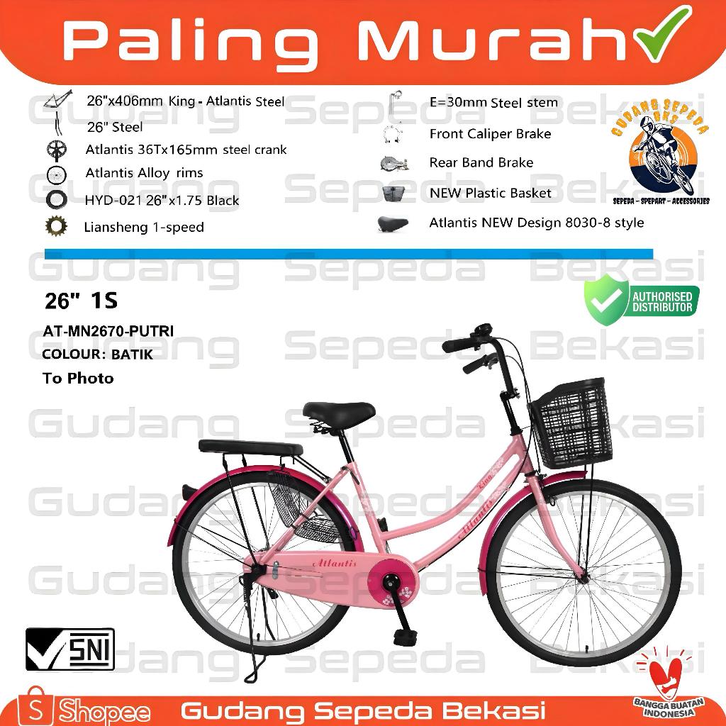 TERBARU  SEPEDA MINI DEWASA ATLANTIS 70 PUTRI 20 24 26 KERANJANG CITYBIKE CTB WANITA PEREMPUA