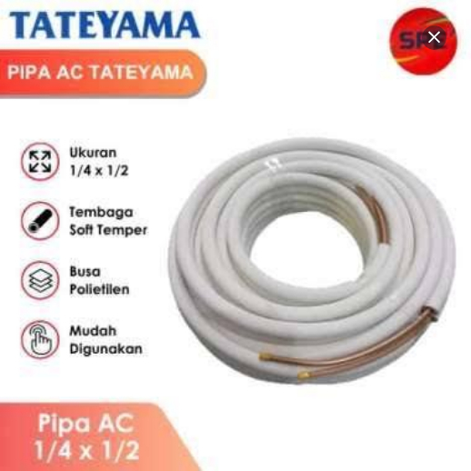 PIPA AC TATEYAMA 2 PK UK 1/4-1/2 PANJANG 1 ROLL 31 MTR / Pipa AC 2PK TATEYAMA
