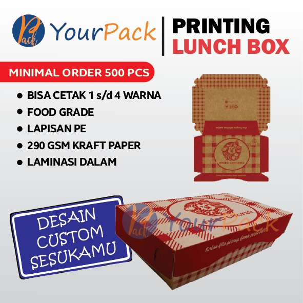 Lunch Box Take Away Box Paper Cetak Custom - Ukuran M
