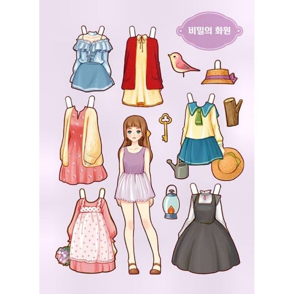10lembar Korean Paper Doll Mainan Bongkar Pasang Boneka Kertas A5