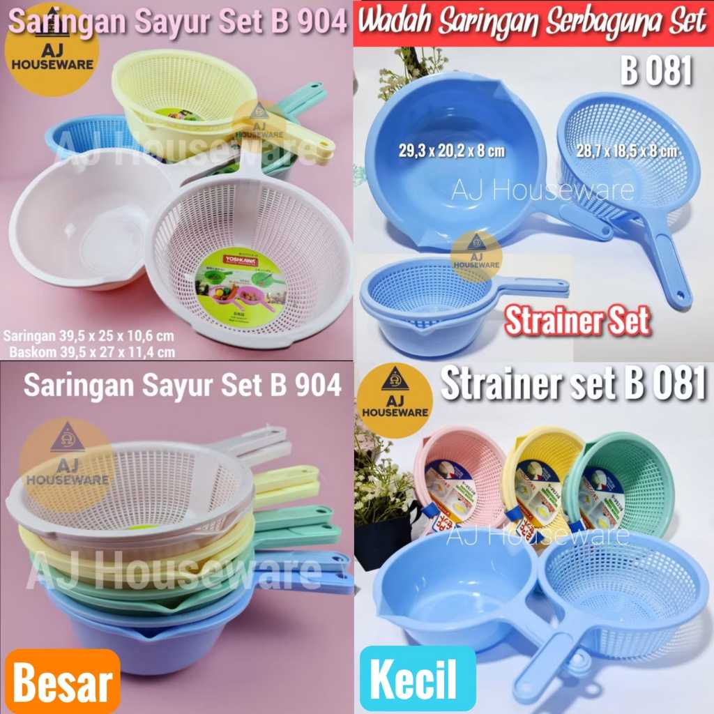B 081/ B 904 SARINGAN SAYUR SET / TEMPAT CUCI SAYUR/BASKOM SARINGAN SAYUR BUAH YOSHIKAWA/MINOWA