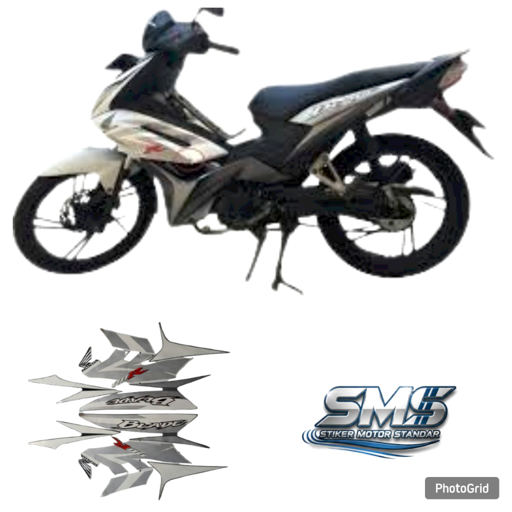 striping body motor honda blade 110r 2009 2010 putih-silver