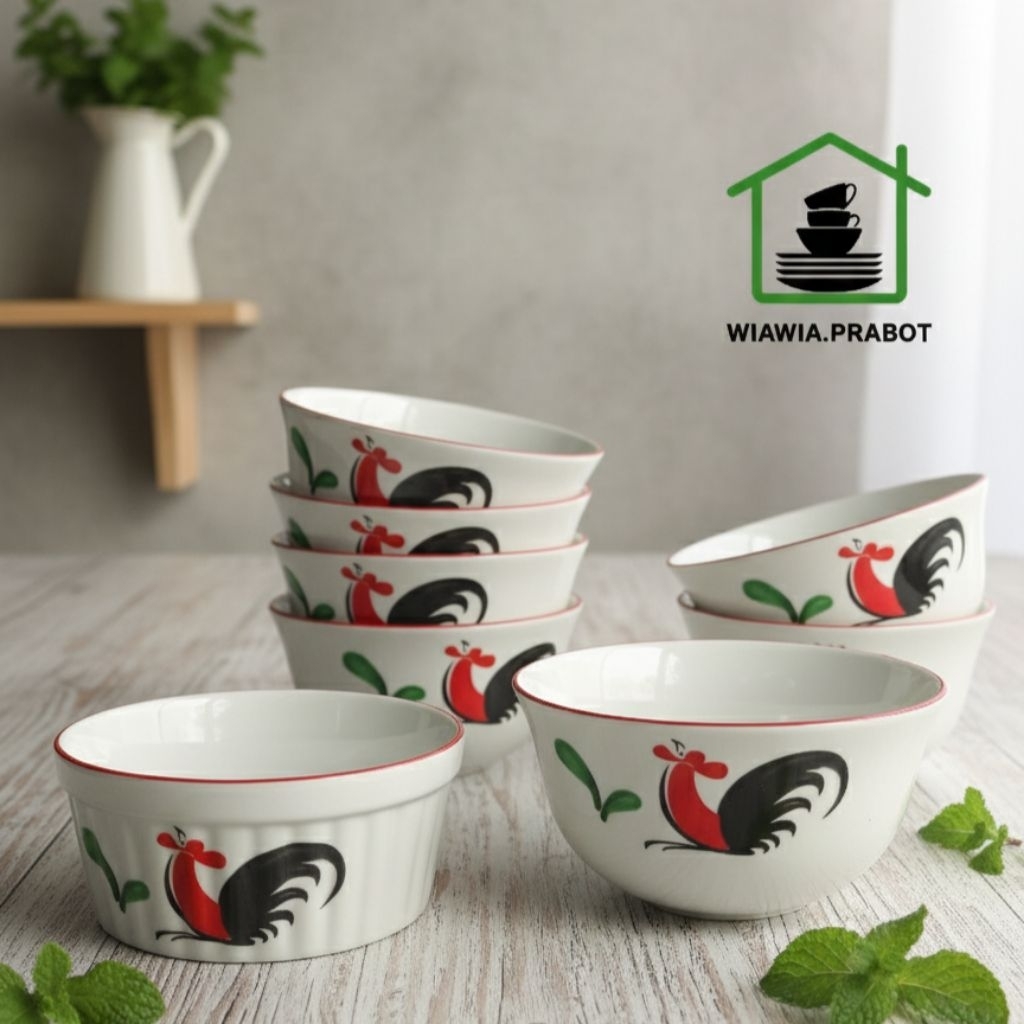 Mangkok porselen kopin keramik kukuruyuk ayam jago