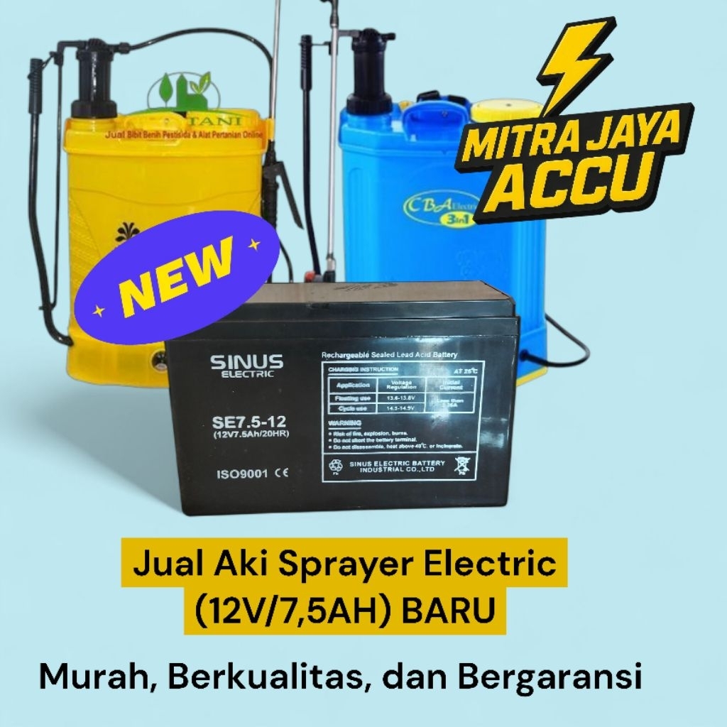 Baterai/Aki Sprayer Electric 12V/7,5 AH Baru