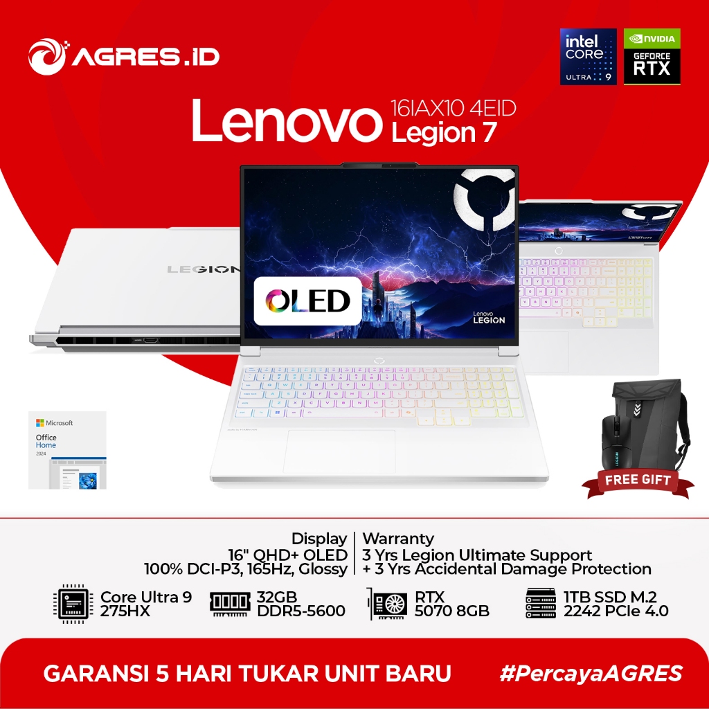 Lenovo Legion 7 16IAX10 RTX5070 | Ultra 9 275HX 32GB 1TBB RTX5070 16.0WQXGA 165HZ W11+OHS+M365B