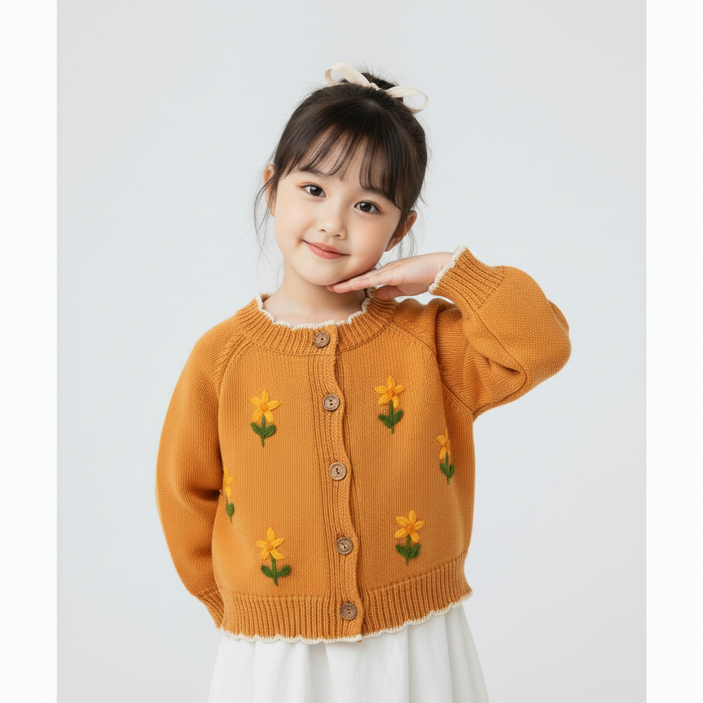 TokoMilkan Cardigan Rajut Anak Perempuan Premium Sunnyday Kids | Atasan Anak Bunga Umur 1 - 6 Tahun