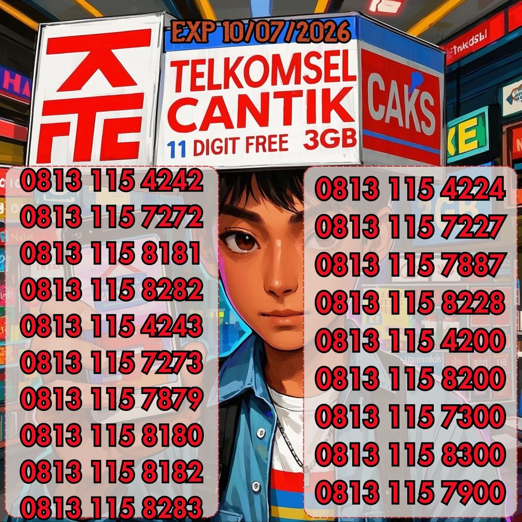 Nomor Cantik Telkomsel 11 DIGIT Seri 0813 115 XXXX Bonus 3GB Harga 55ribu