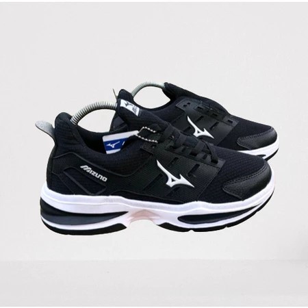 Sepatu Mizuno Pria Model Running Hitam Putih - Sepatu Olahraga Volly - Spatu Sneakers Pria Wanita Or