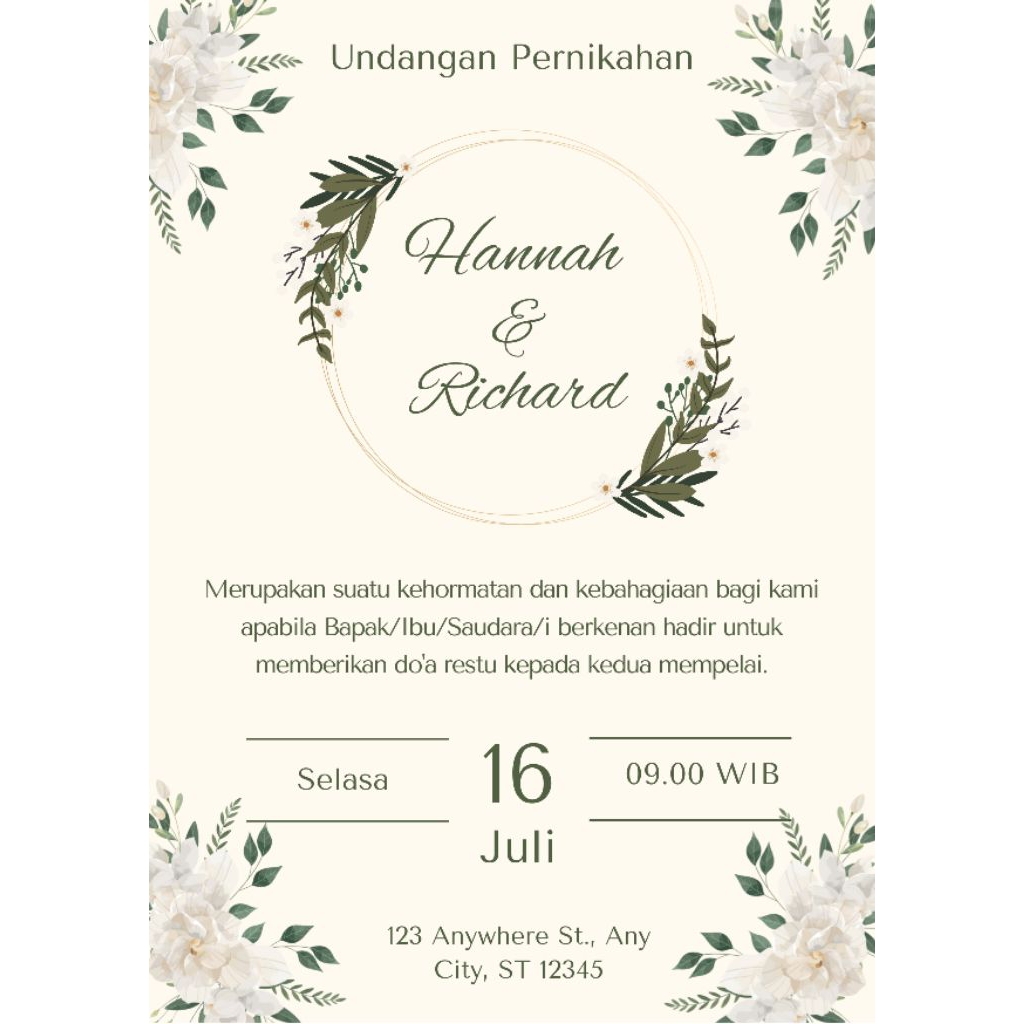 KARTU UNDANGAN PERNIKAHAN /UNDANGAN PESTA PERKAWINAN 500 perlembar