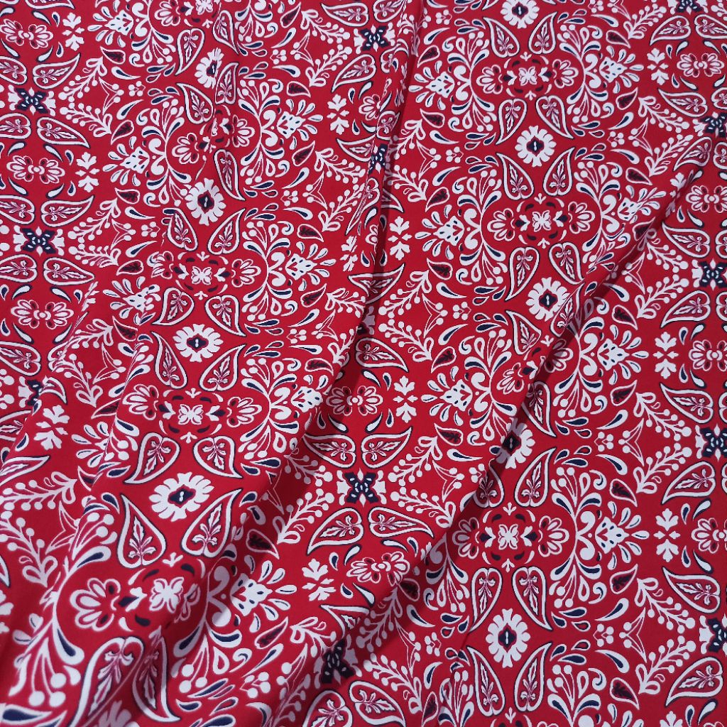 Bahan Kain Maxmara Lux Satin Silk Motif Paisley Premium Tebal Halus Meteran (Harga Kain Per½ Meter)