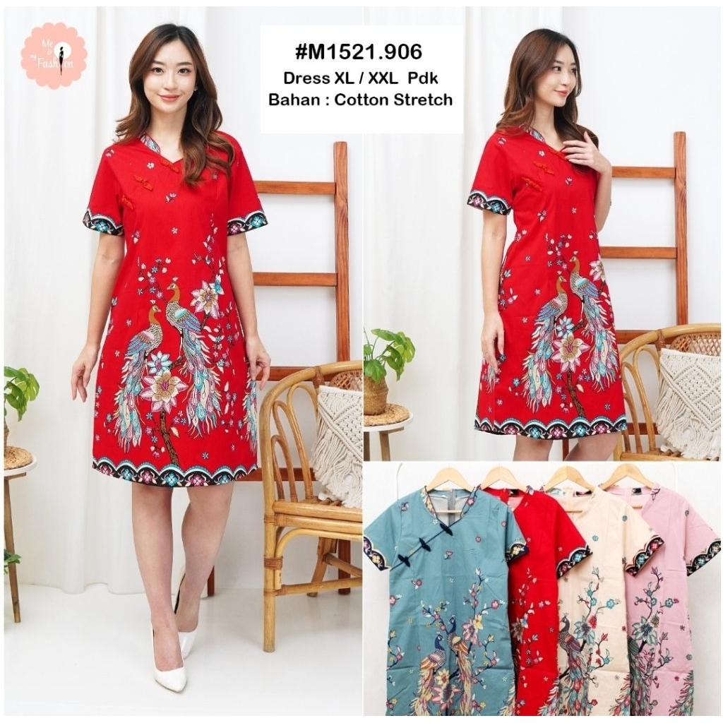 dress batik model terbaru cheongsam Imlek dress natal