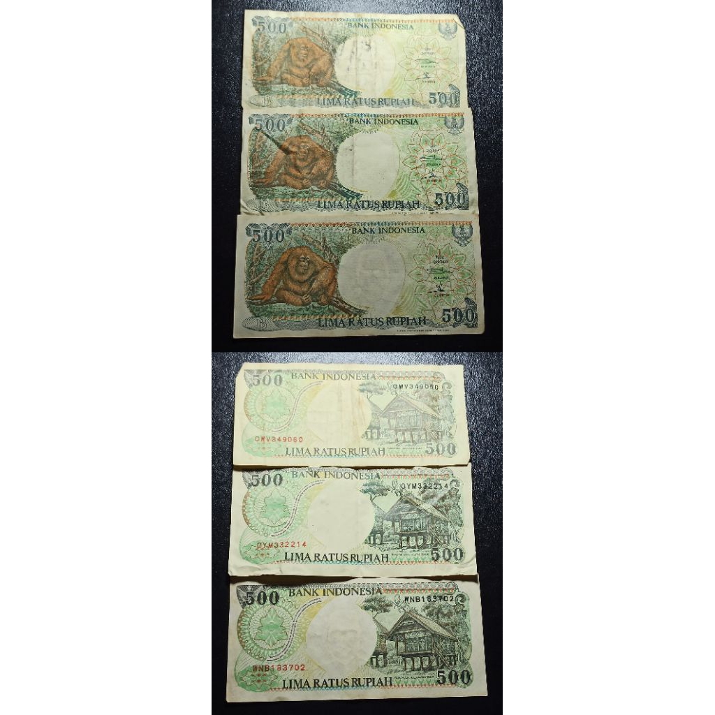 uang kuno Indonesia 500 utan 1992 3 lembar p1971