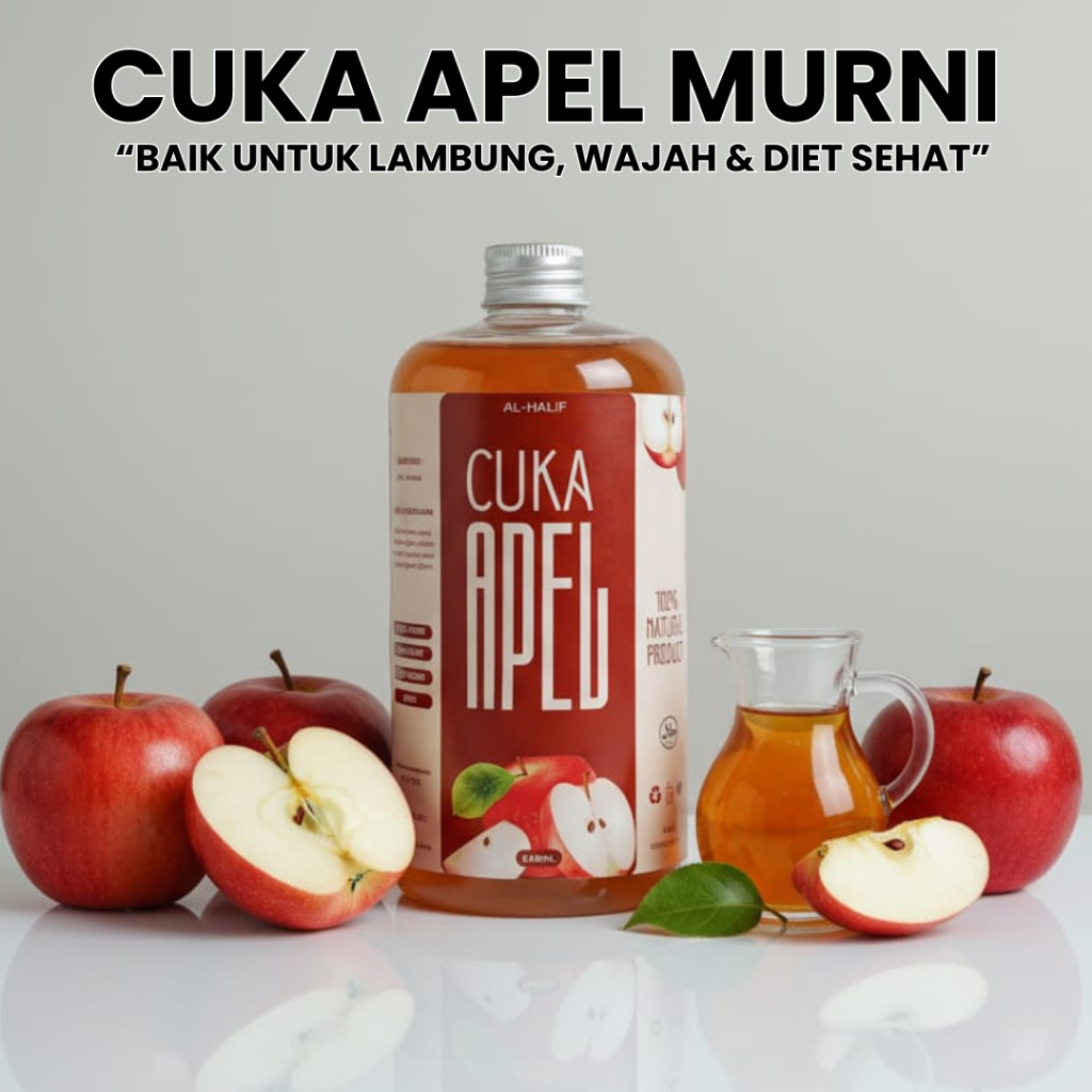 Cuka Apel Murni Asli – Baik untuk Lambung, Wajah & Diet Sehat