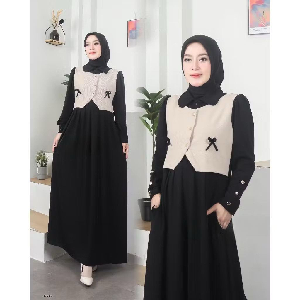 Azura Dress Knit Gamis Knit Rompi ld 110