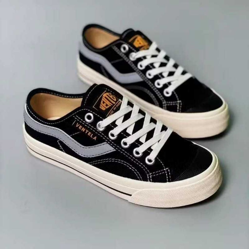 sepatu ventela new public low black natural sepatu sekolah pria wanita nyala casual canvas shoes