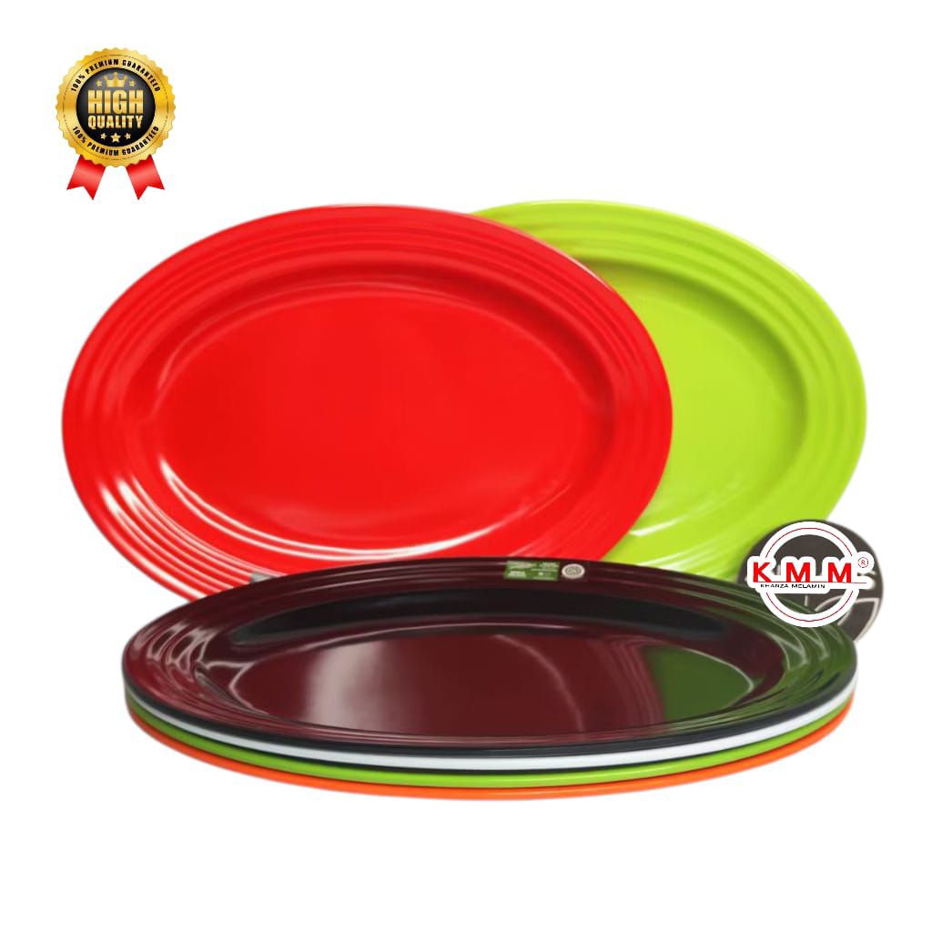 Piring Melamin Oval 12 Inch - Piring Melamin Saji - Piring Lodor - Golden P1203