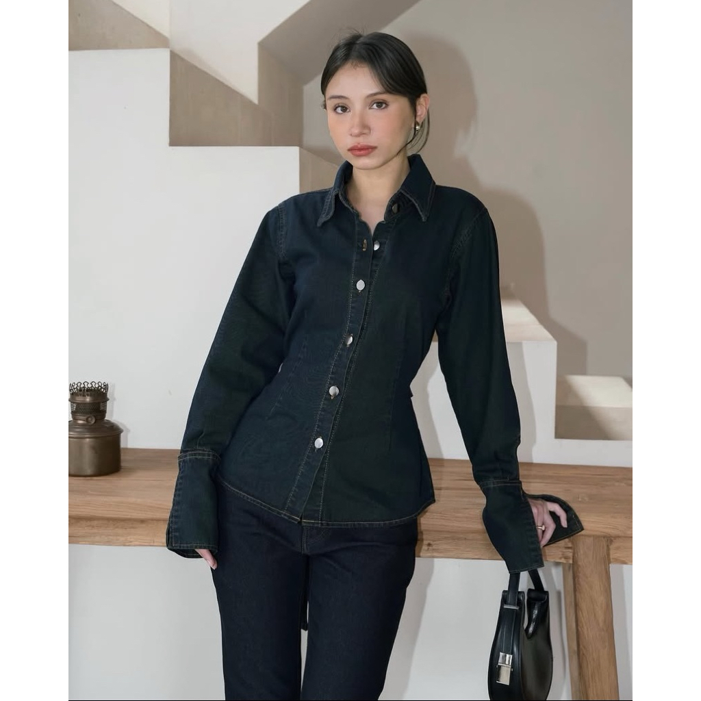 Gracias Label- Yara shirt Denim Kemeja Wanita