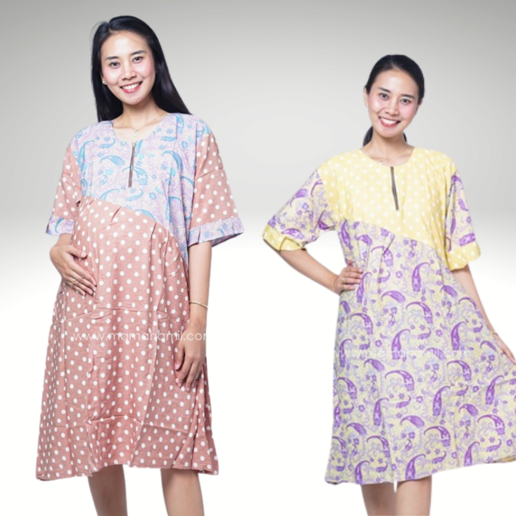 MAMAHAMILBUTIK Baju Hamil Menyusui Daster ADEM BATIK PASTEL POLKADOT LOLITA- DS 511