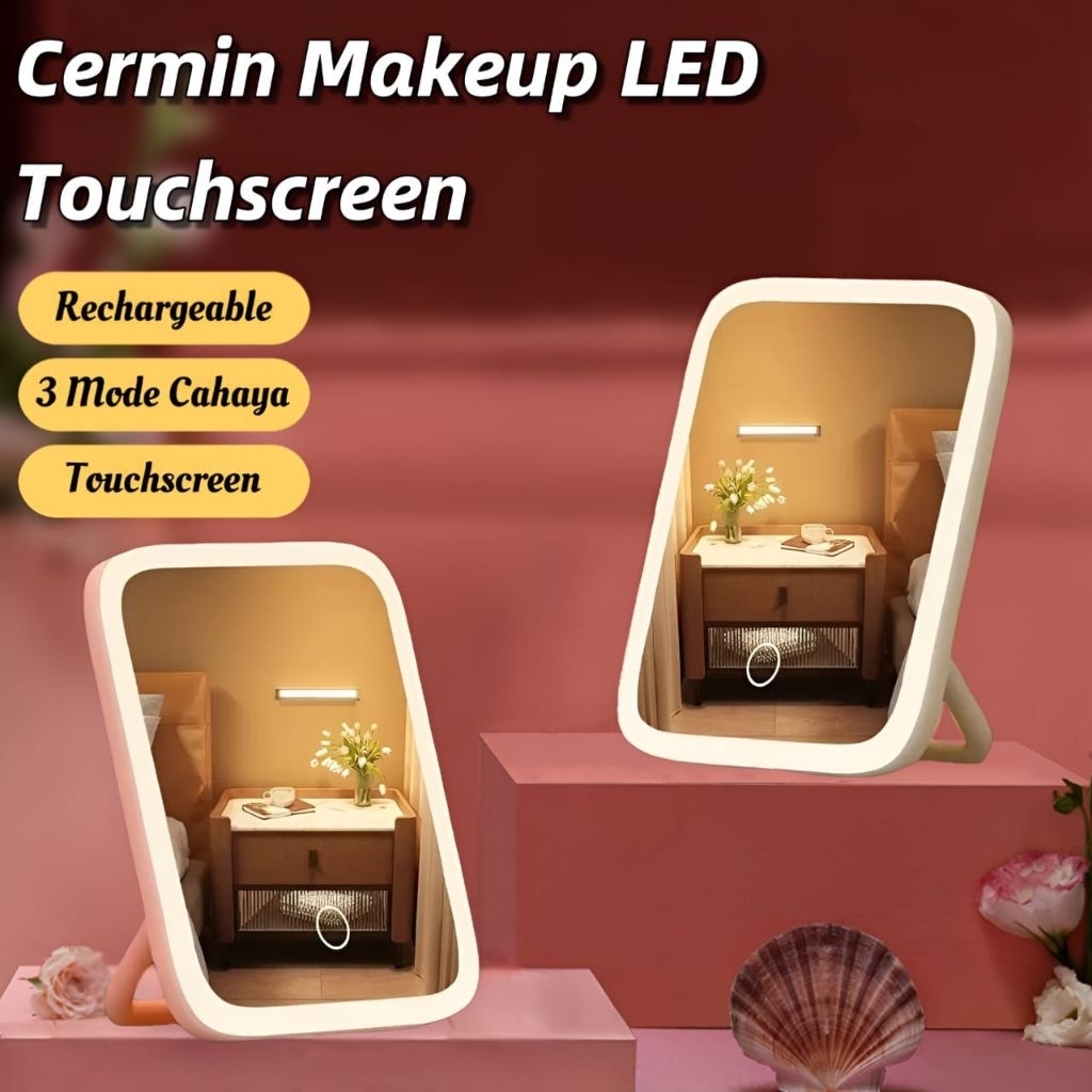 Cermin Rias Makeup LED Lampu LED / Cermin LED Untuk Makeup / Cermin Dengan Lampu Charger •Cjstore•