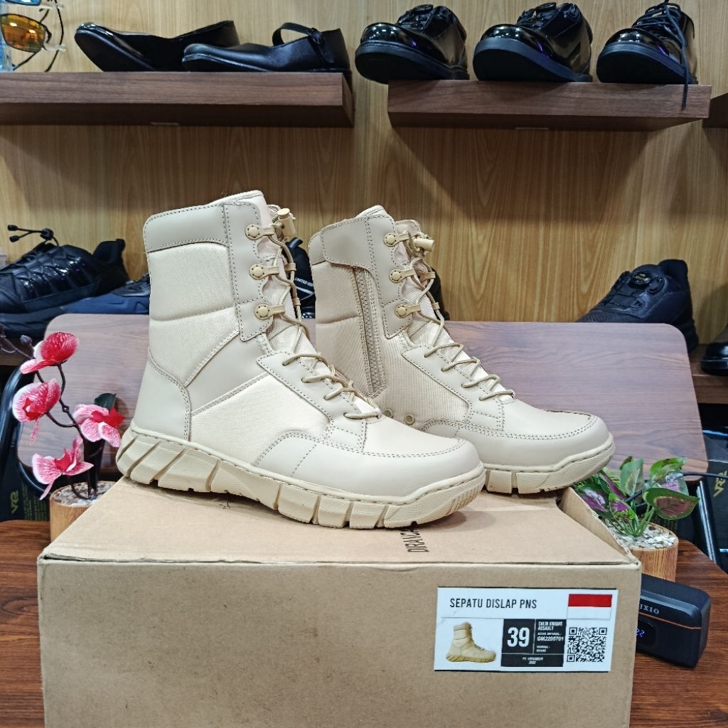 Sepatu PDL Kemhan Krem Tali biasa Sepatu PDL Kemhan Ringan,nyaman