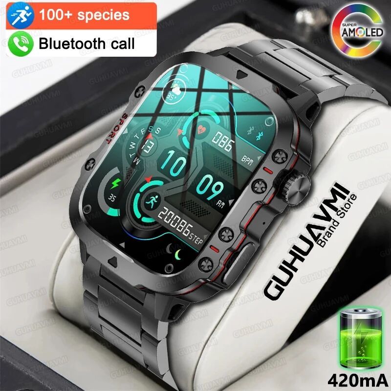 LIGE Jam Tangan Pintar Smartwatch QX11 Baru Pria Panggilan Bluetooth Asisten Suara Layar 1.96 Inci O